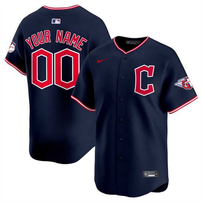 Men%27s Cleveland Guardians Active Player Custom Navy 2025 Alternate Limited Stitched Baseball Jersey
